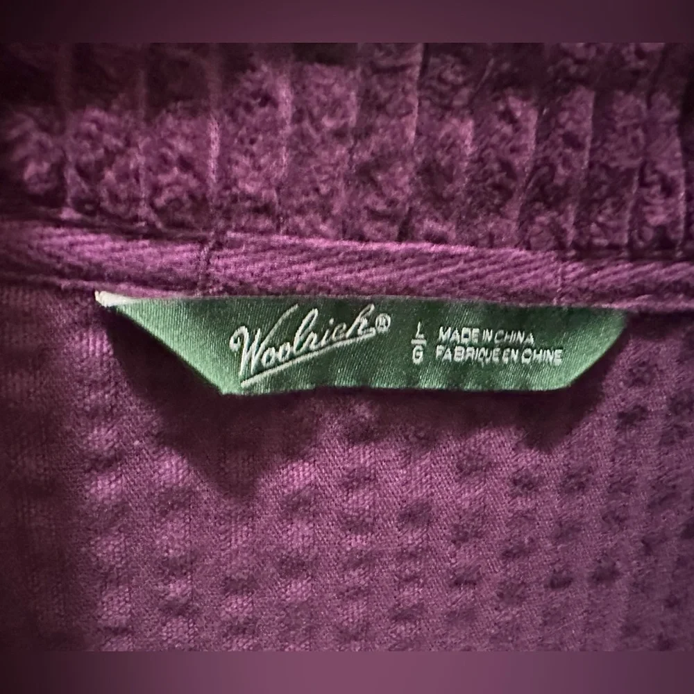 Woolrich Kinsdale Wale Corduroy Lightweight Jacket Eggplant Large 100% cotton